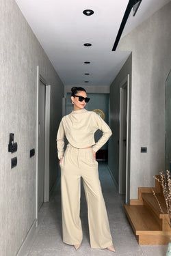 Bluz Pantolon Takım – Bej