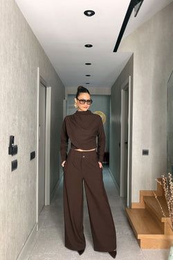 Bluz Pantolon Takım – Kahverengi