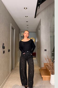 Zımbalı Balon Model Jean Pantolon – Siyah