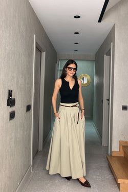 Maxi Kemerli Etek – Mint
