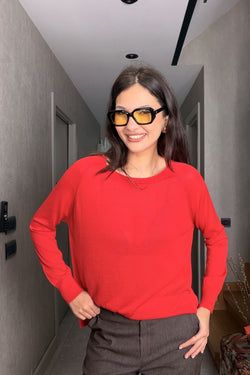 Uzun Kollu Merserize Bluz – Kırmızı