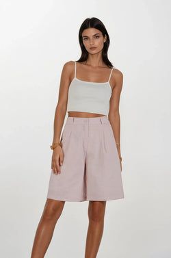 Keten Bermuda Şort – Pembe