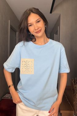 Makremeli Cepli Tshirt – Bebe Mavi