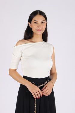 Omuz Detaylı Triko Bluz – Beyaz
