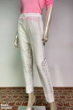 Off White Slub Silk Pencil Pants- LobhaDeepthis – Lobha Deepthis