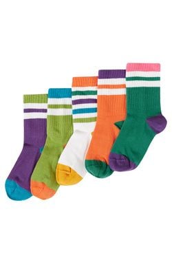 Reed Rib Socks 5 Pack: Rainbow