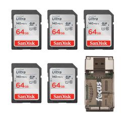 SanDisk Ultra SD (140MB/s Tier) – 64GB / 5-Pack