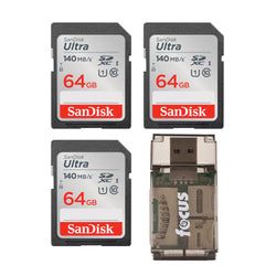 SanDisk Ultra SD (140MB/s Tier) – 64GB / 3-Pack