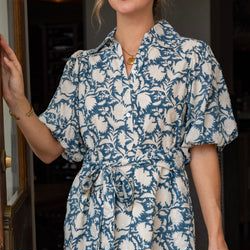 Swiss Dot Teal Blockprint