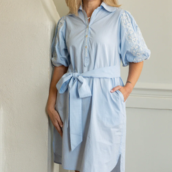 Color – Clear Sky with White Embroidery