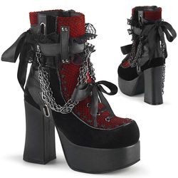 Ankle Boots – Charade 110 | Black - Red Velvet - Mesh