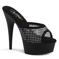 Black Rhinestone Mesh - Black Matte