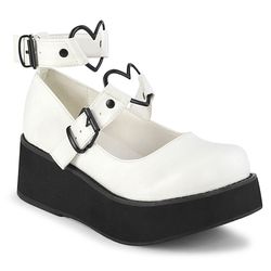 Double Buckled Mary Janes – White Matte
