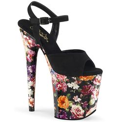 Black Faux Suede - Flower Print Wrapped