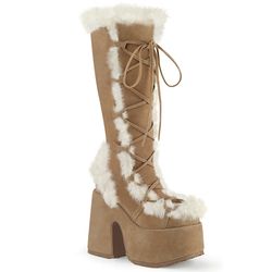 Camel Faux Suede - WhiteFaux Fur