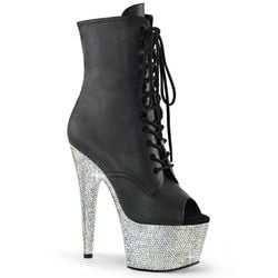 Varianten | Variants – Black Faux Leather - Silver Multicoloured Rhinestones