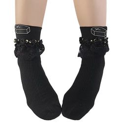Black Ruffle Coffin Ankle Socks