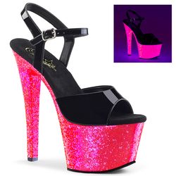 Black - Neon Hot Pink Glitter