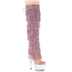Rhinestone [Fringe] Upper – Baby Pink Simulated Rhinestone Fringes - Clear