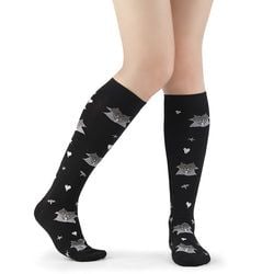 Black - Grey Vampire Heart Knee High Socks