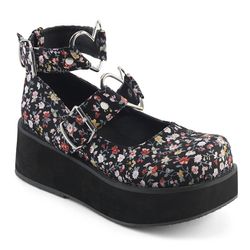 Double Buckled Mary Janes – Floral Fabric