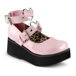 Double Buckled Mary Janes – Baby Pink Patent - Black