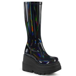 Mid-Calf Boots/Knee Boots – Shaker 65 | Black Holographic Patent