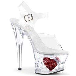 Clear - White - Red Rhinestone Heart