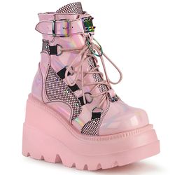 Varianten | Variants – Baby Pink Holographic Patent - Black Mesh