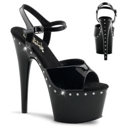 Adore 709 – Black - Line of Rhinestones/Black Matte