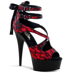 Black/Red Satin Lace