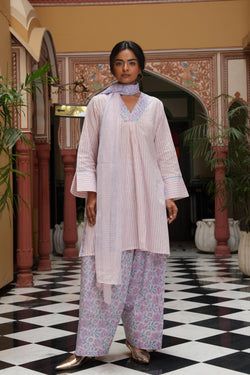 Similar Style – Strip Block Printed Farshi Suit Set