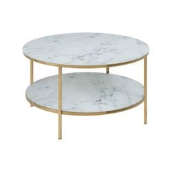 Soffbord med hylla Rund 80 cm