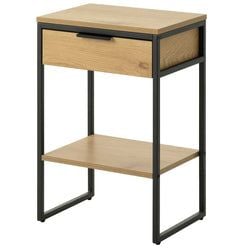 Storlek – Sängbord med 1 Låda & 1 Hylla Naturlig ek