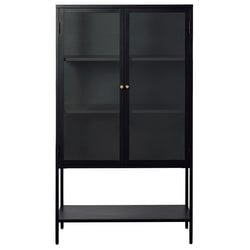 Skåp 160 cm höga ben Glas Svart