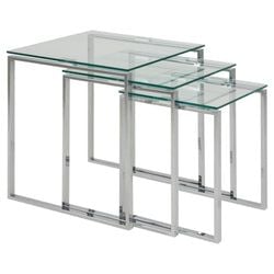 Satsbord 55x50x50 cm Krom/Glas