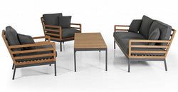 Soffgrupp Teak/grå Alu