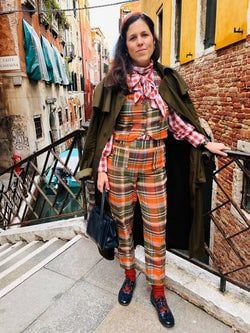 camero woollen pants – orange wool checks