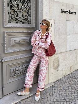 Chloe PJ set – burgundy toile de jouy