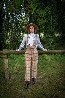 Dodo overalls – cream tartan checks