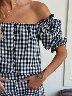 Lucie Crop Top – black gingham
