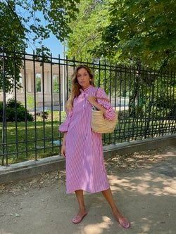 Léa midi dress – Red stripes