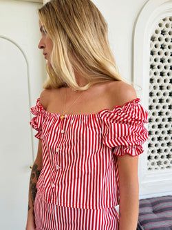 Lucie Crop Top – red stripes