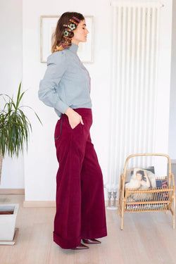 souffle pants – Burgundy baby corduroy