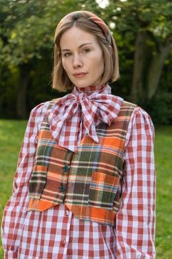 Angus wollen vest – Pink wool checks