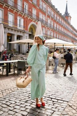 Olive pants – green stripes