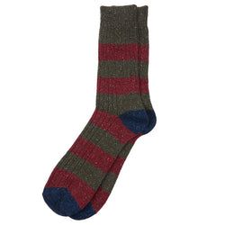 Barbour Houghton Stripe Socks – Olive | Red