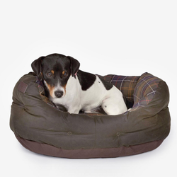 Barbour Luxury Dog Beds – Waxed 24" Dog Bed | Classic Tartan / Olive