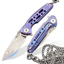 Color – Damascus Blade | Pink Titanium Handle