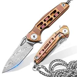 Color – Damascus Blade | Pink Titanium Handle